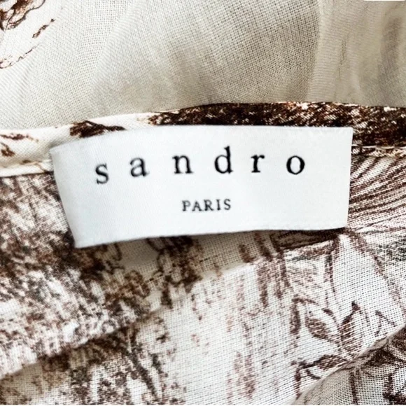 Sandro Paris Marro Ruffled Elephant Toile Midi Dress NWT $490 Size S - Picture 4 of 12